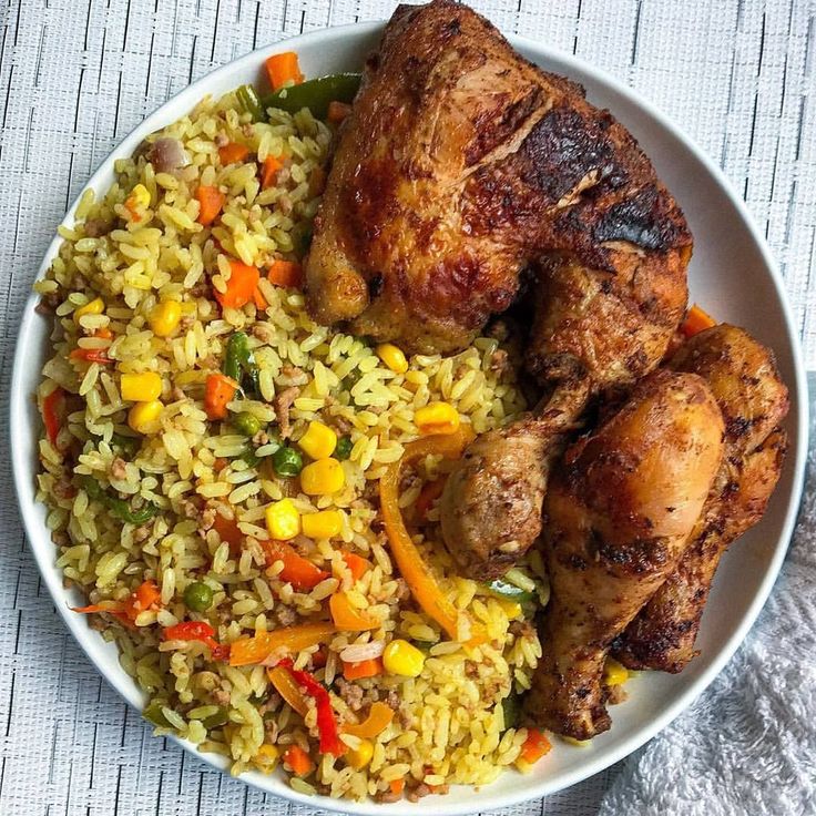 lunch goals fried rice and grilled chicken😋😋…